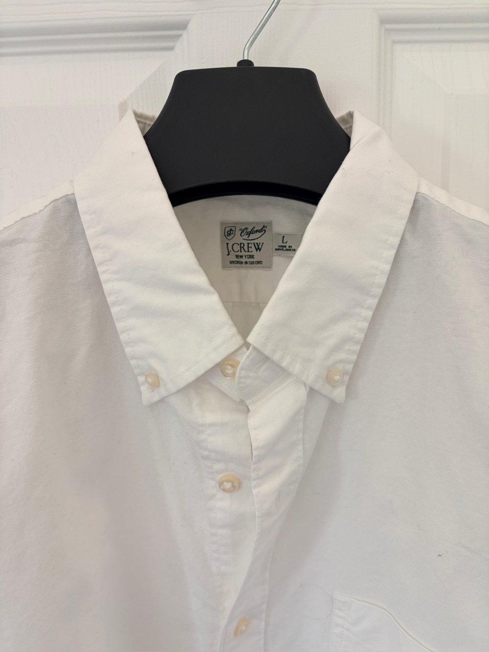 J Crew Slim Fit Solid White Oxford Shirt - Large